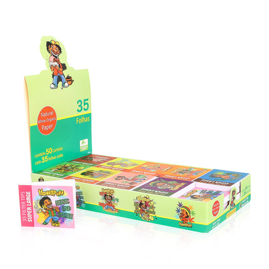 HONEYPUFF Weiße Bio-Zigarettenspitzen aus Papier, Zigarettenspitzen der Größe 42 x 60 mm, 50 Spitzen
