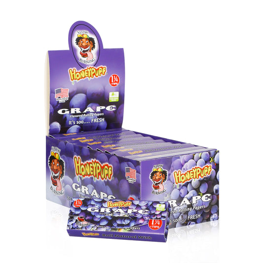 HONEYPUFF 1 1/4 Size Grape Flavored Rolling Papers, Slow Burning Cigarette Rolling Papers (32 PCS)