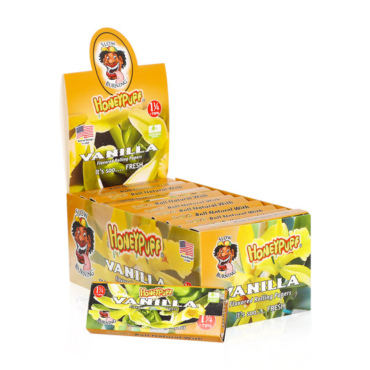 HONEYPUFF 1 1/4 Size Vanilla Flavored Rolling Papers, Slow Burning Cigarette Rolling Papers (32 PCS)