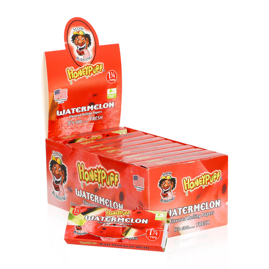 HONEYPUFF 1 1/4 Size Watermelon Flavored Rolling Papers, Slow Burning Cigarette Rolling Papers (32 PCS)