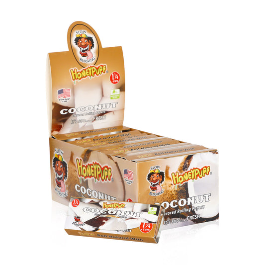HONEYPUFF 1 1/4 Size Coconut Flavored Rolling Papers, Slow Burning Cigarette Rolling Papers (32 PCS)