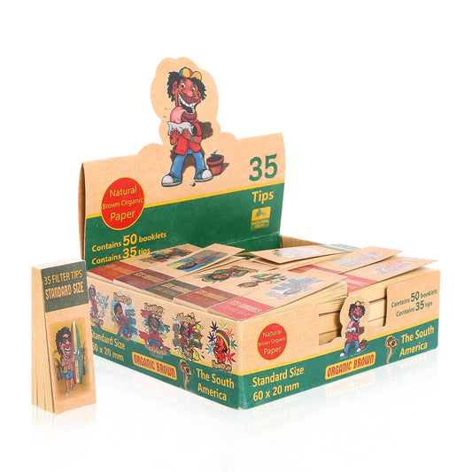 HONEYPUFF Brown Mini Size Rolling Paper Tips, Natural Rolling Papers, 35 Pcs Rolling Paper Tips