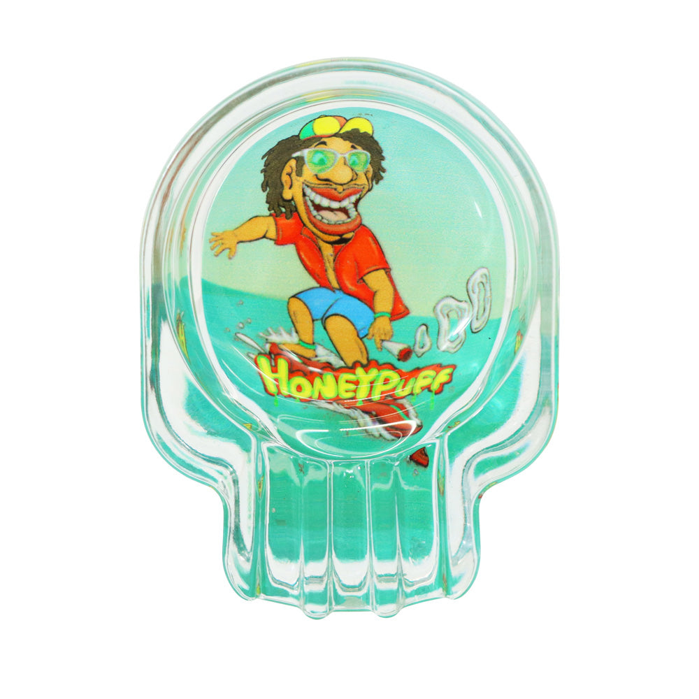 HONEYPUFF decorated skull shape clear glass ashtray, 97*62mm portable round ashtray, desktop ashtray, smoking accessories