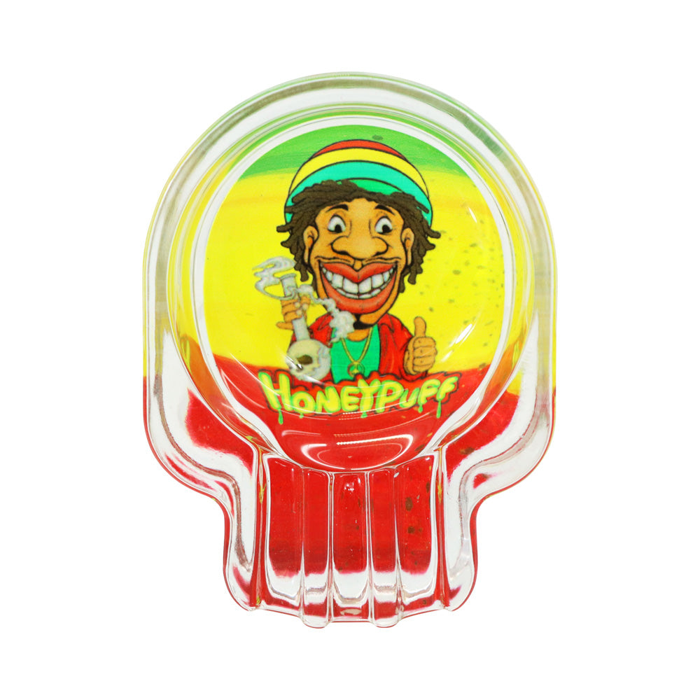 HONEYPUFF decorated skull shape clear glass ashtray, 105*30mm portable round ashtray, desktop ashtray, smoking accessories