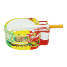 Load image into Gallery viewer, HONEYPUFF decorated skull shape clear glass ashtray, 105*30mm portable round ashtray, desktop ashtray, smoking accessories
