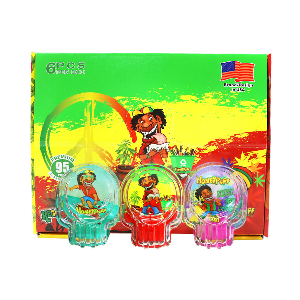 HONEYPUFF decorated skull shape clear glass ashtray, 97*62mm portable round ashtray, desktop ashtray, smoking accessories
