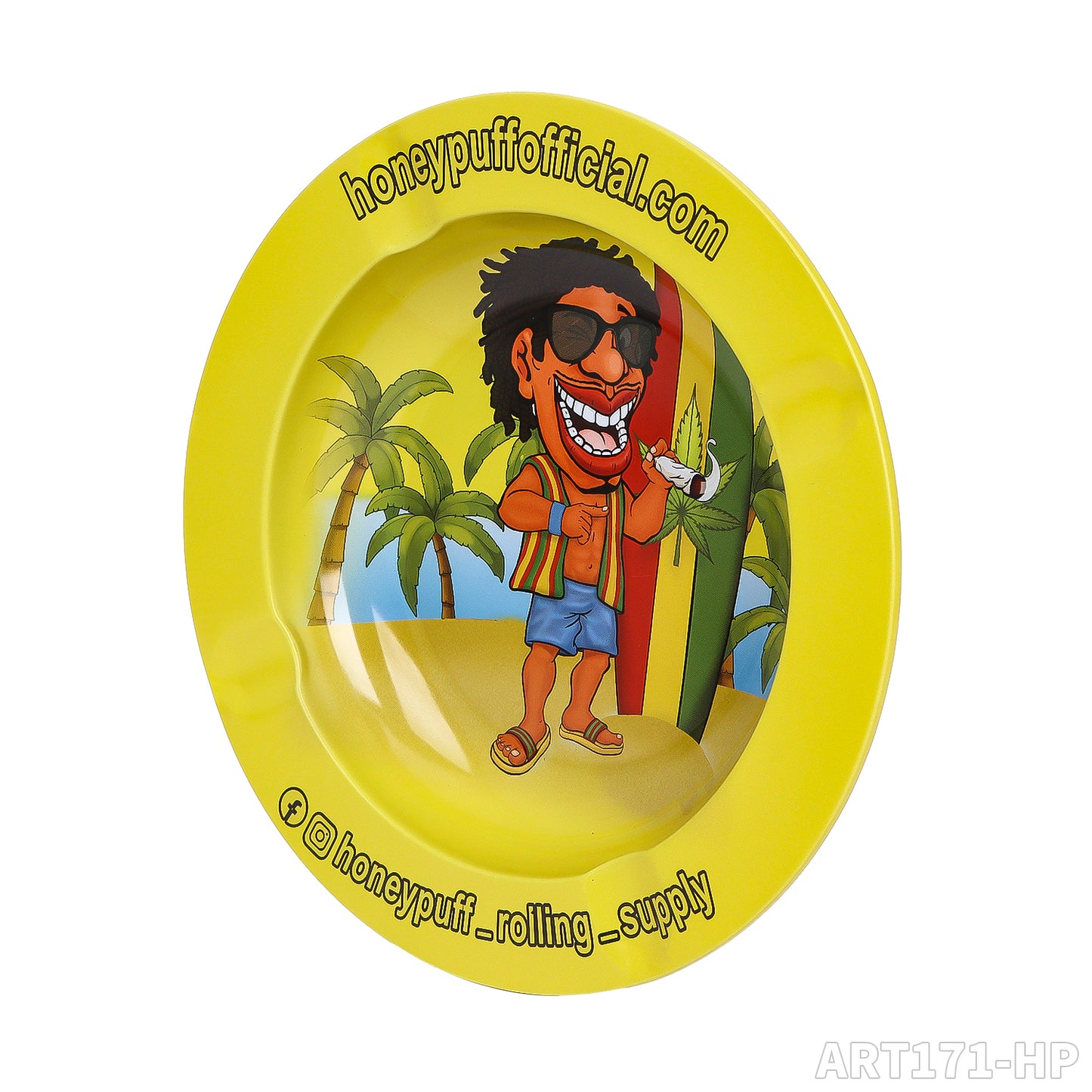 HONEYPUFF brand round metal ashtray round metal rolling tray with various designs