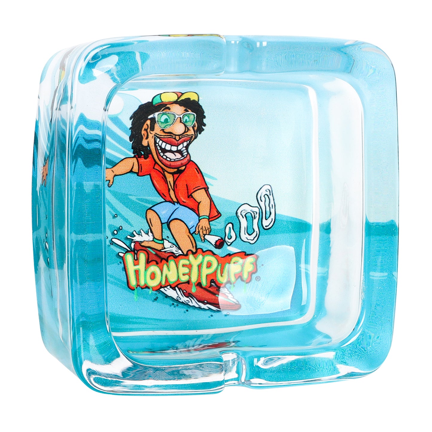 HONEYPUFF brand square glass color design 92 * 42mm high-quality ashtray