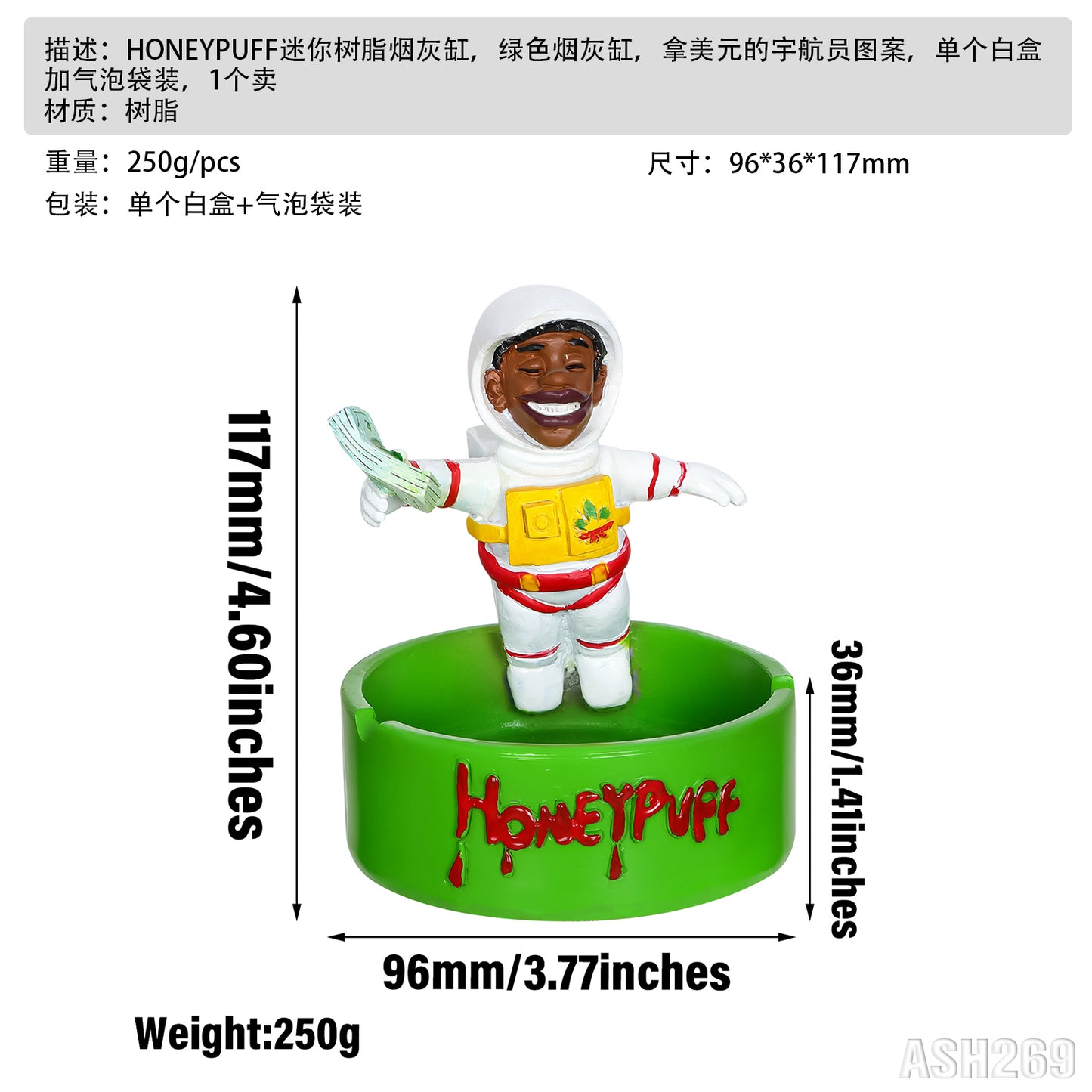Honeypuff Multi-Color Resin Ashtrays, Mini Size Ashtrays With Cigarette Butts, Easy To Clean Resin Ashtrays & Portable