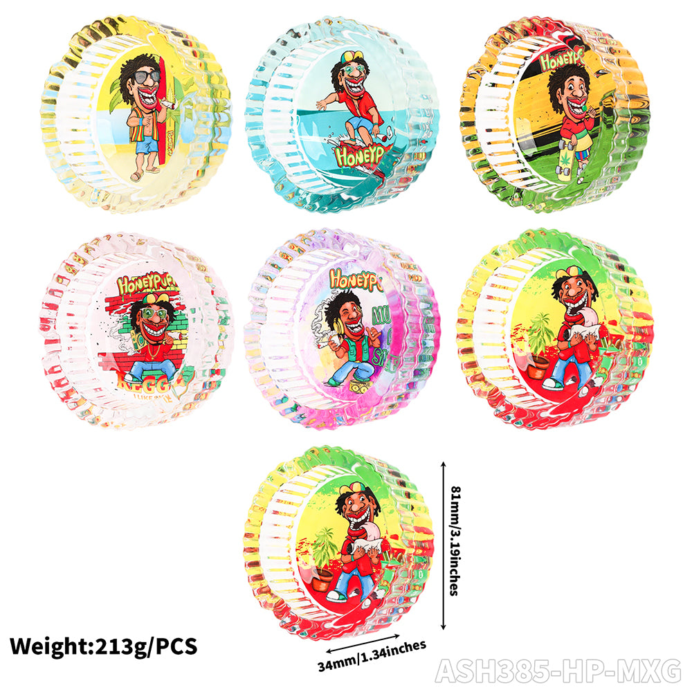 HONEYPUFF Round 81 * 34mm Colorful Fruit Style Hot Selling Glass Ashtray
