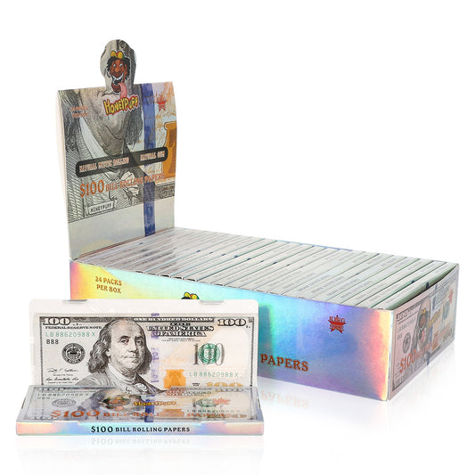 HONEYPUFF 100-Dollar-Zigarettenpapier, King-Size-Zigarettenpapier und braune Tips, 24 Stück