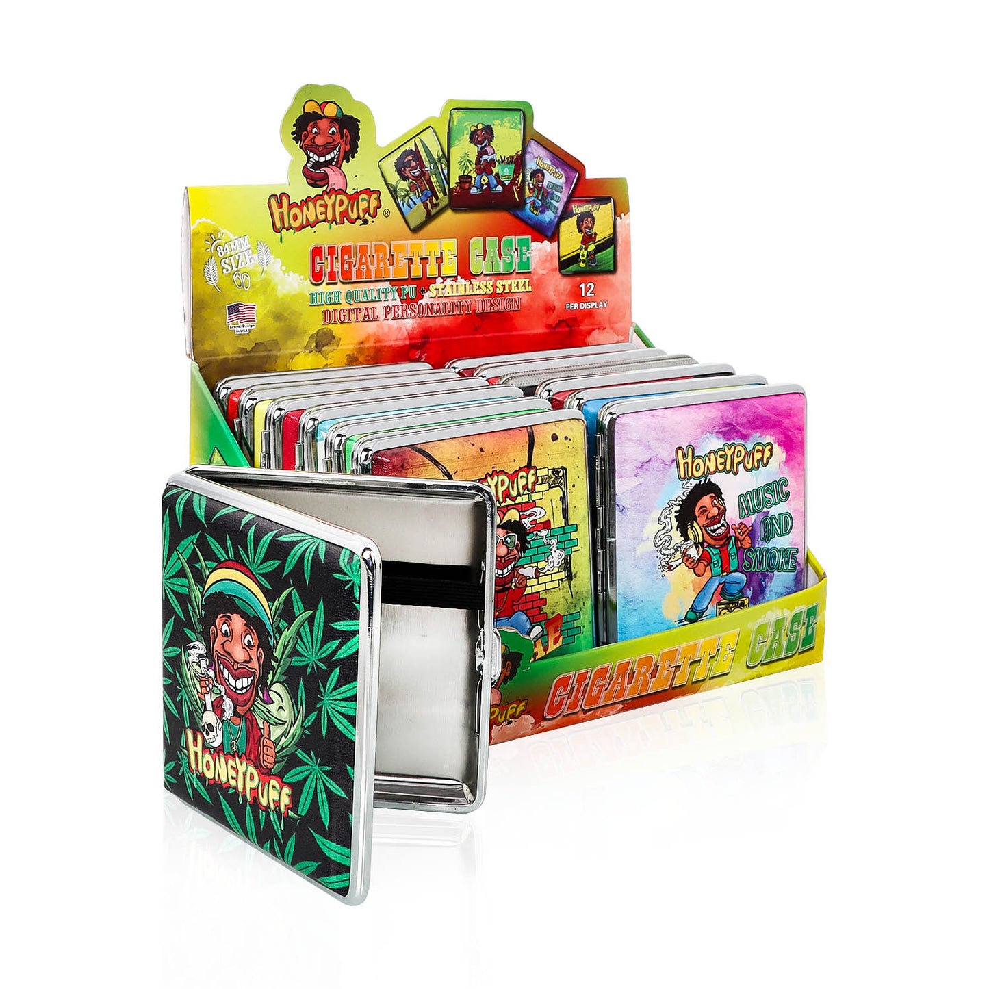 Honeypuff Cigarette Case | PU Leather Cigarette Carrier For Men and Women | Capacity 20 Cigarettes with Internal Divider.