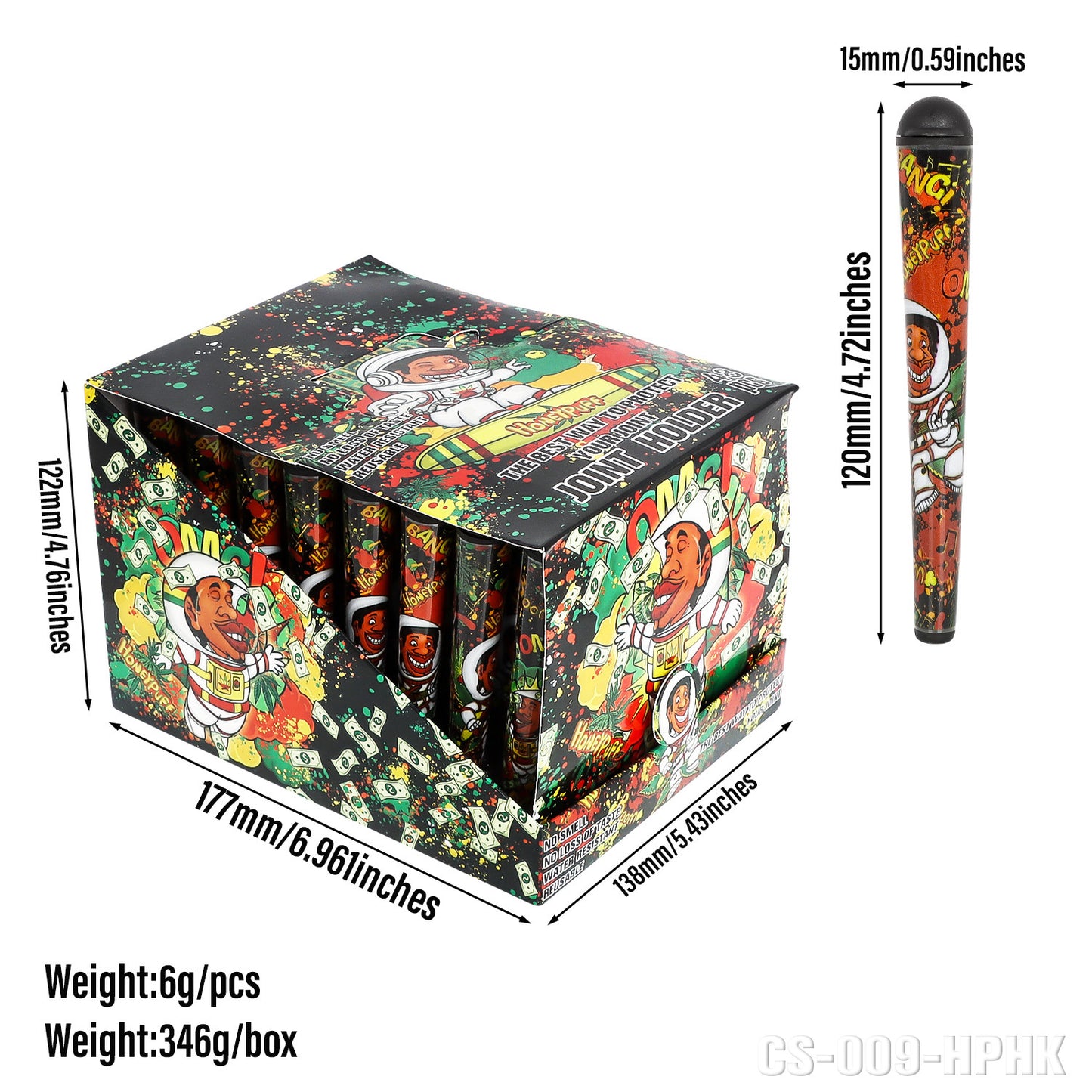 HONEYPUFF 120 mm Plastic Joint Holder, Smell Proof Cigarette Holder, 48 PCS / Box