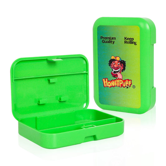 HONEYPUFF Plastic Storage Case, Flip Cover with Paper Clip Tobacco Stash Box, 110 x 75 mm Cigarette Storage Case