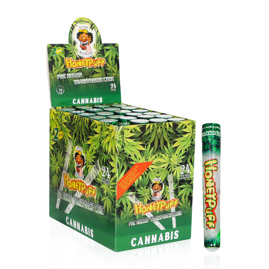 HONEYPUFF-Vorgerollte Tüten mit Cannabisgeschmack, durchsichtige Zigarettenpapiere, vorgerollte Zigarettenpapiere der Größe 1 1/4 mit Tips, 2 Stück pro Tube