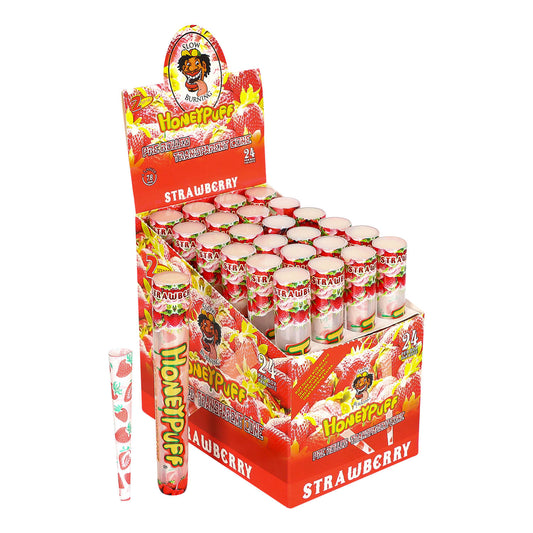 HONEYPUFF Strawberry Flavored Pre Rolled Cones, 1 1/4 Size Pre Rolled Rolling Paper with Tips, Transparent & Slow Burning Rolled Paper, 2 PCS per Tube