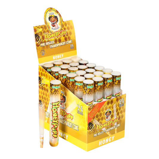 HONEYPUFF Vorgerollte Tüten mit Honiggeschmack, durchsichtige Zigarettenpapiere, vorgerollte Zigarettenpapiere der Größe 1 1/4 mit Tips, 2 Stück pro Tube
