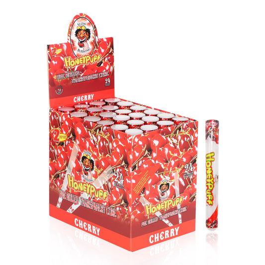 HONEYPUFF Kirschgeschmack, vorgerollte Tüten, transparente Zigarettenpapiere, vorgerolltes Zigarettenpapier der Größe 1 1/4 mit Tips, 2 Stück/Tube