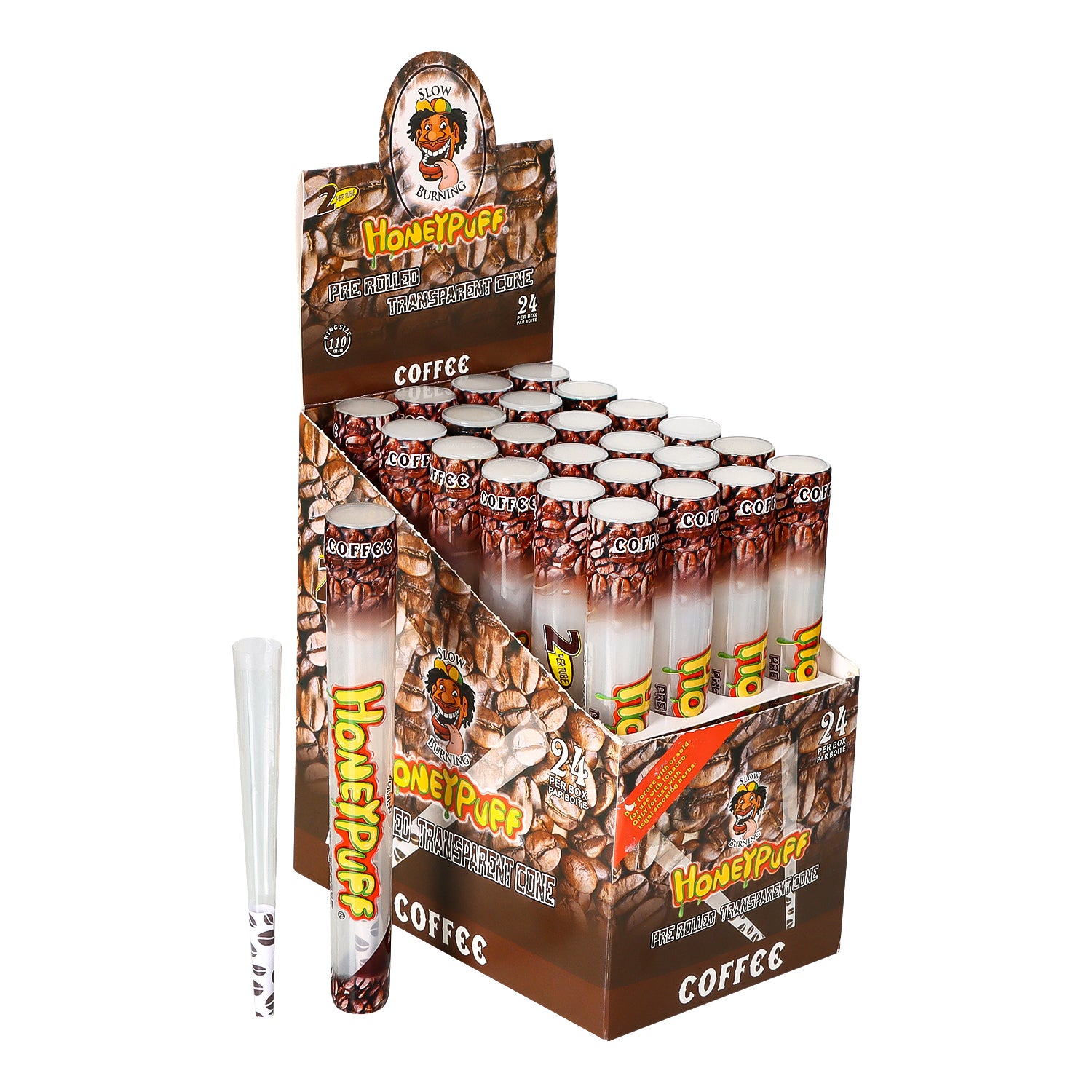 HONEYPUFF Coffee Flavor Pre Rolled Cones, Clear Rolling Papers, King S