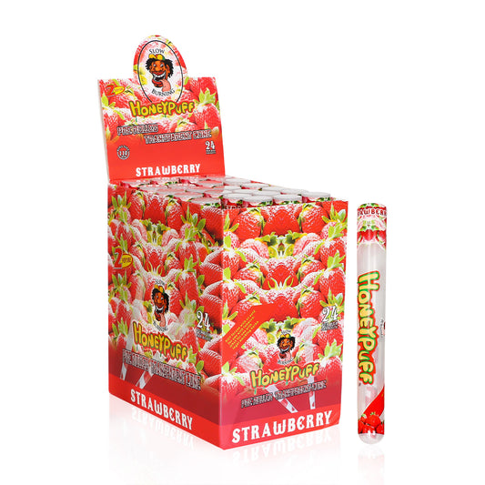 HONEYPUFF Erdbeergeschmack, vorgerollte Tüten, transparente Zigarettenpapiere, vorgerollte Kingsize-Zigarettenpapiere mit Tips, 2 Stück pro Tube