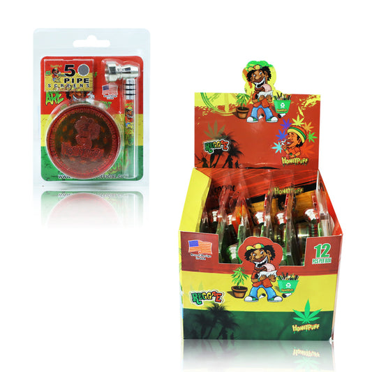 Honeypuff smoking kit with 60mm 3 parts plastic griner+glass pipe