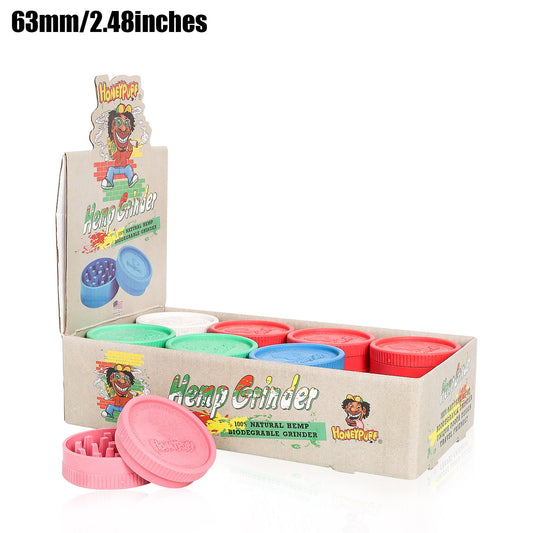 HONEYPUFF Biodegradable Plastic Herb Grinder, 63 mm 2 Lay Tobacco Grinder, Portable Weed Grinders
