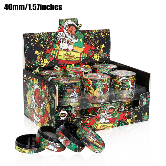 HOENYPUFF 40 mm Zinc Alloy Herb Grinder, 4 Layers Metal Tobacco Grinder, Black Weed Grinder, 6 PCS / Box