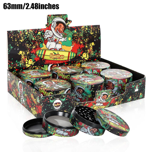 HOENYPUFF 60 mm Zinc Alloy Herb Grinder, 4 Layers Metal Smoker Grinder, Black Weed Grinder, 6 PCS / Box