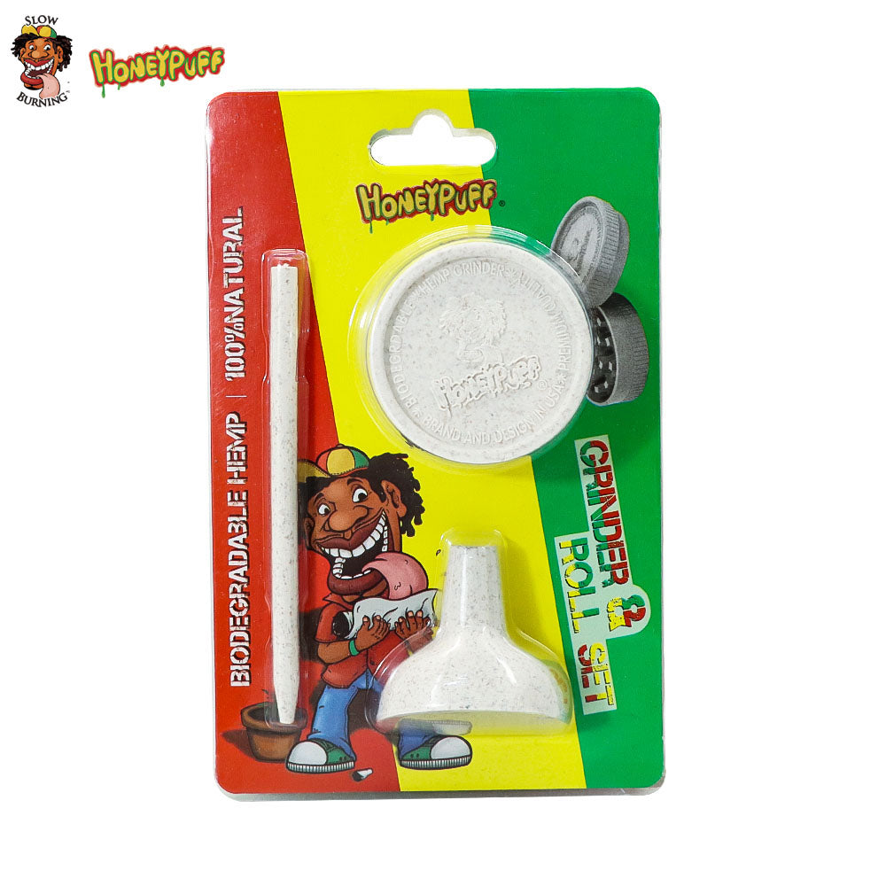 HONEYPUFF Mixed Color Series Biodegradable Cigarette Grinder, Funnel, Cigarette Pressing Rod Three in One Set