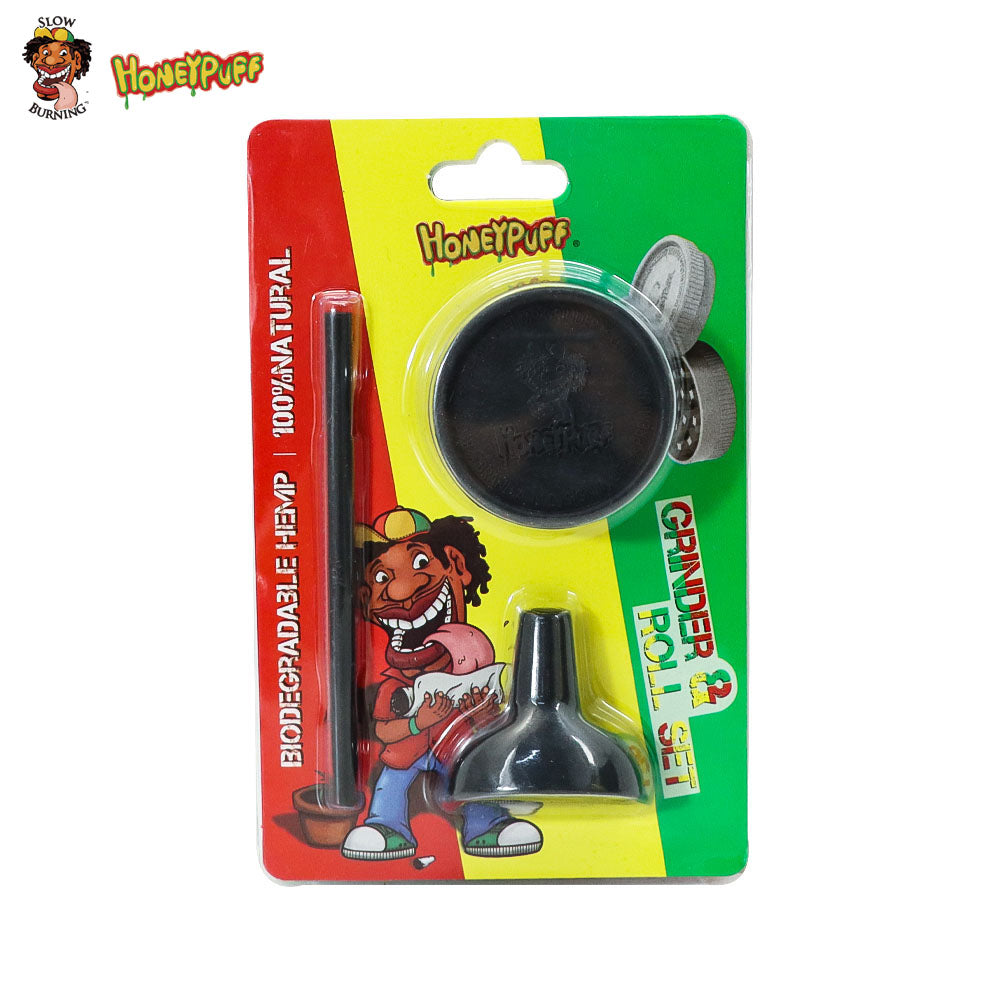 HONEYPUFF Mixed Color Series Biodegradable Cigarette Grinder, Funnel, Cigarette Pressing Rod Three in One Set