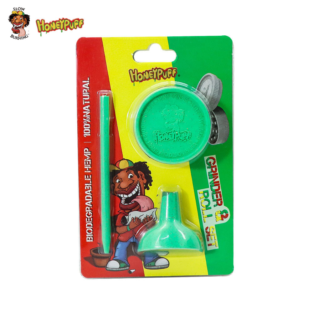HONEYPUFF Mixed Color Series Biodegradable Cigarette Grinder, Funnel, Cigarette Pressing Rod Three in One Set
