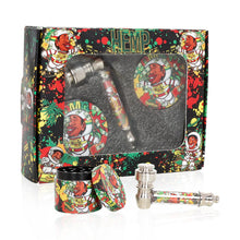 Load image into Gallery viewer, HONEPUFF Herb Grinder Kit, Glass Smoking Pipe With Metal Blow &amp; 4 Lay Tobacco Grinder