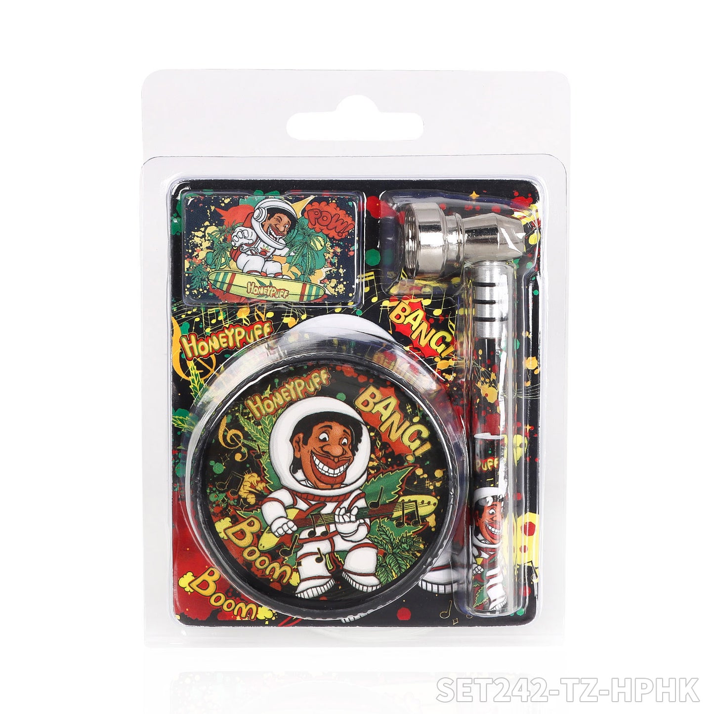 HONEYPUFF 60mm 3-layer plastic cigarette grinder+pipe+filter 12 pieces/display box
