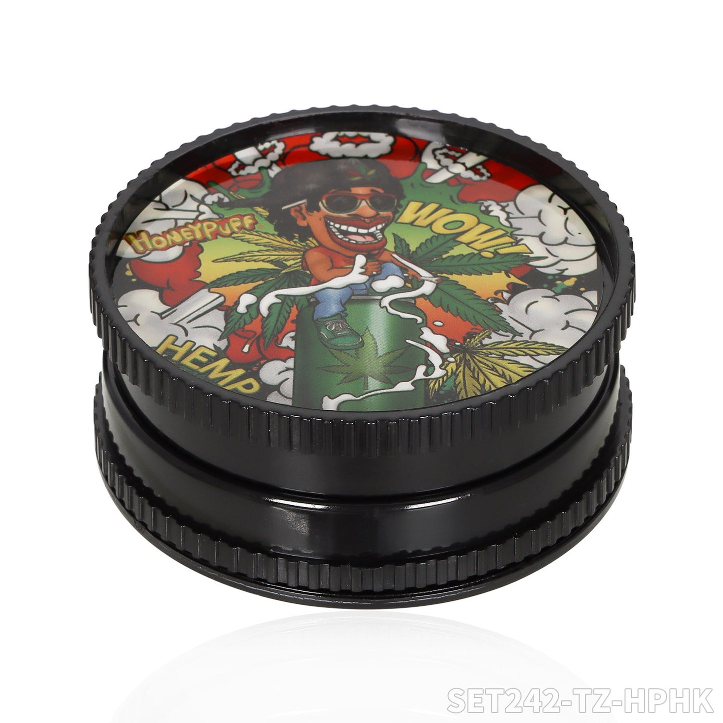 HONEYPUFF 60mm 3-layer plastic cigarette grinder+pipe+filter 12 pieces/display box