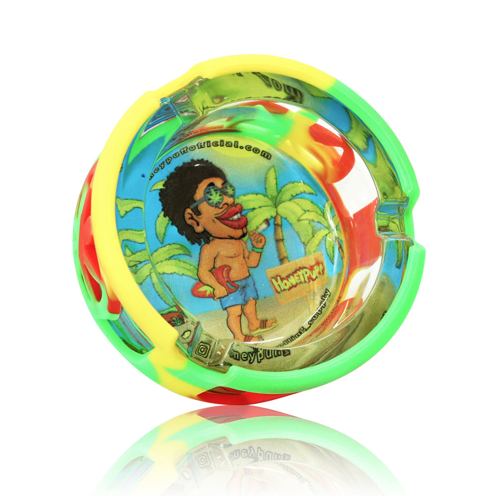 HONEYPUFF Round 85mm with Silicone Protective Cover Color Jamaica Style Hot Selling Ashtray
