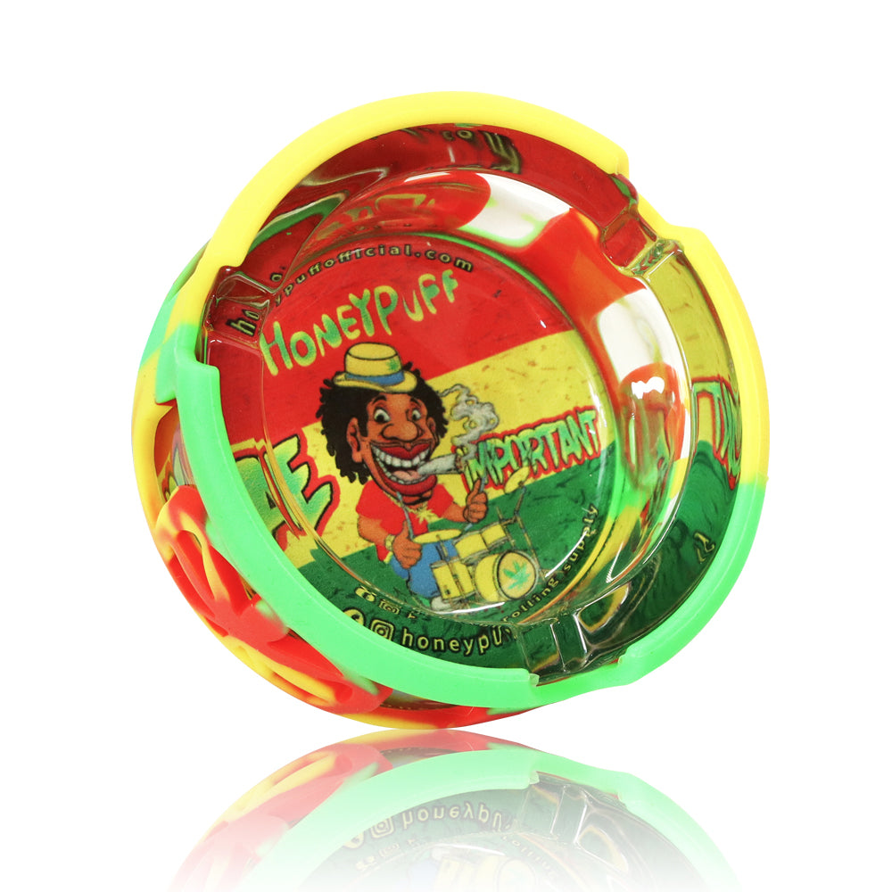 HONEYPUFF Round 85mm with Silicone Protective Cover Color Jamaica Style Hot Selling Ashtray