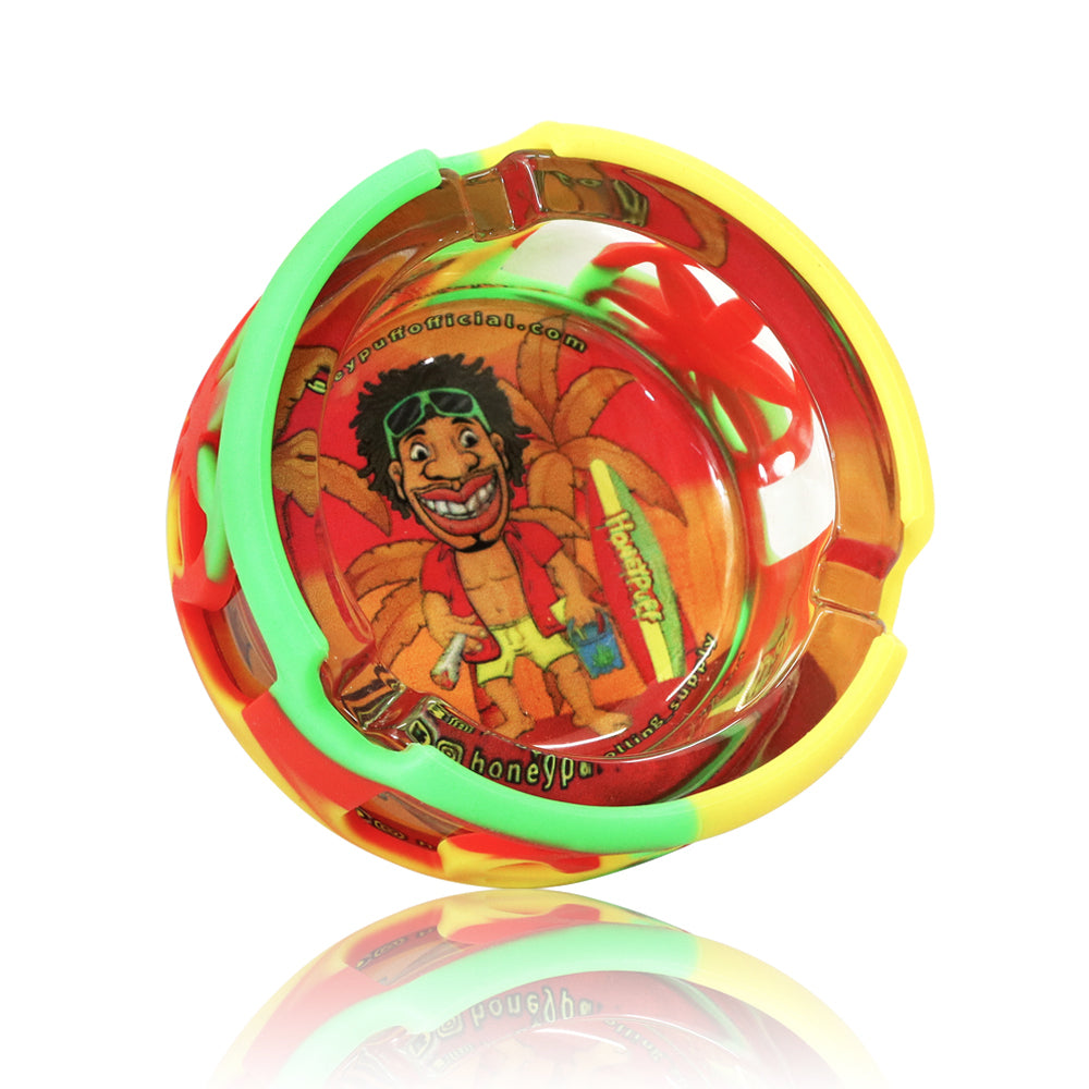 HONEYPUFF Round 85mm with Silicone Protective Cover Color Jamaica Style Hot Selling Ashtray