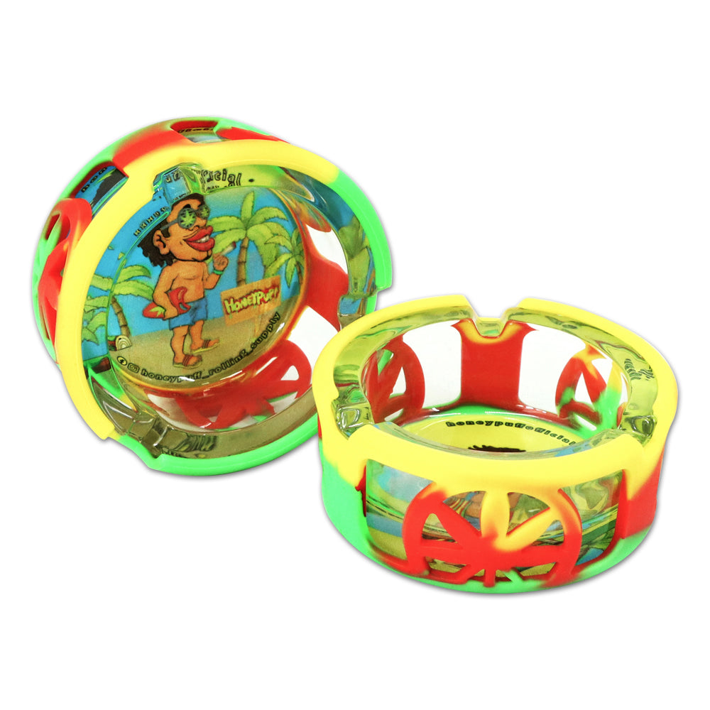 HONEYPUFF Round 85mm with Silicone Protective Cover Color Jamaica Style Hot Selling Ashtray