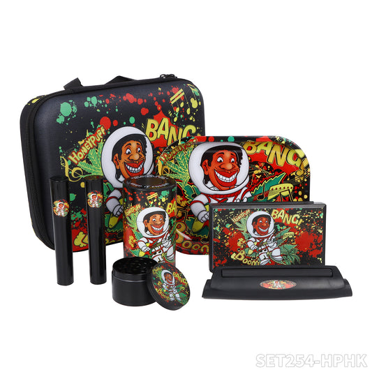 Honeypuff smoking kit  with 110mm rolling machine +plastic storage jar+zinc alloy grinder+joint holder+electric scale