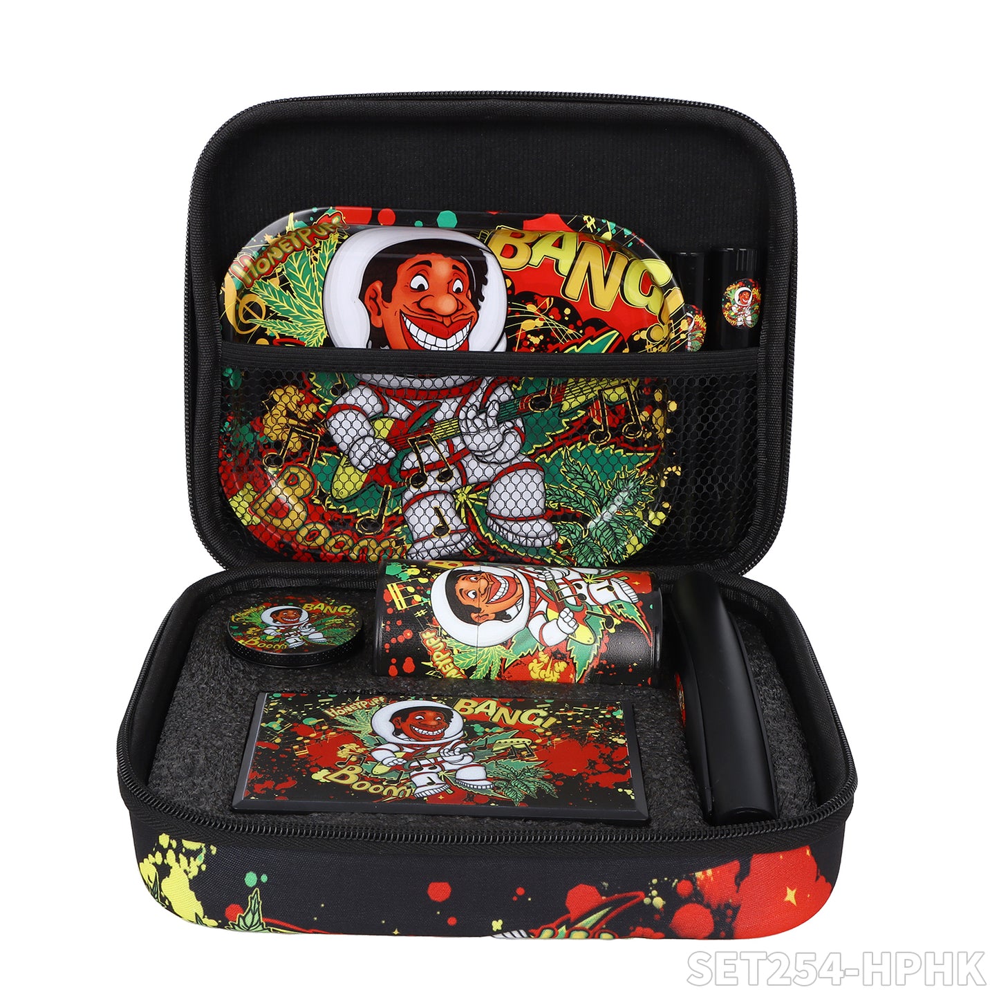 Honeypuff smoking kit  with 110mm rolling machine +plastic storage jar+zinc alloy grinder+joint holder+electric scale