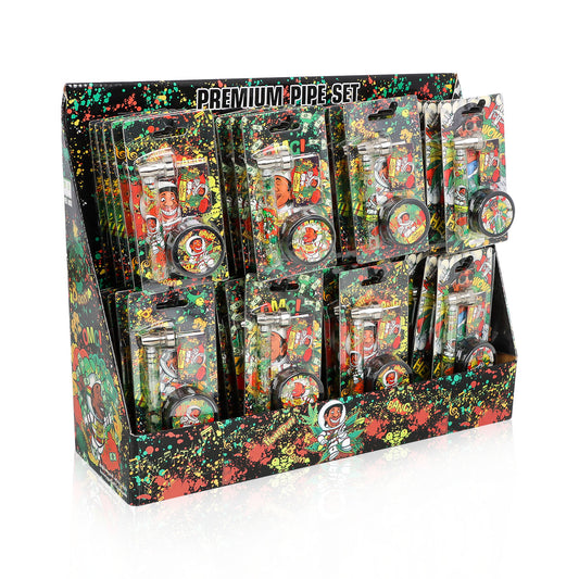 HONEYPUFF brand hot selling pipe small set glass pipe with grinder and filter mesh cigarette shop accessories