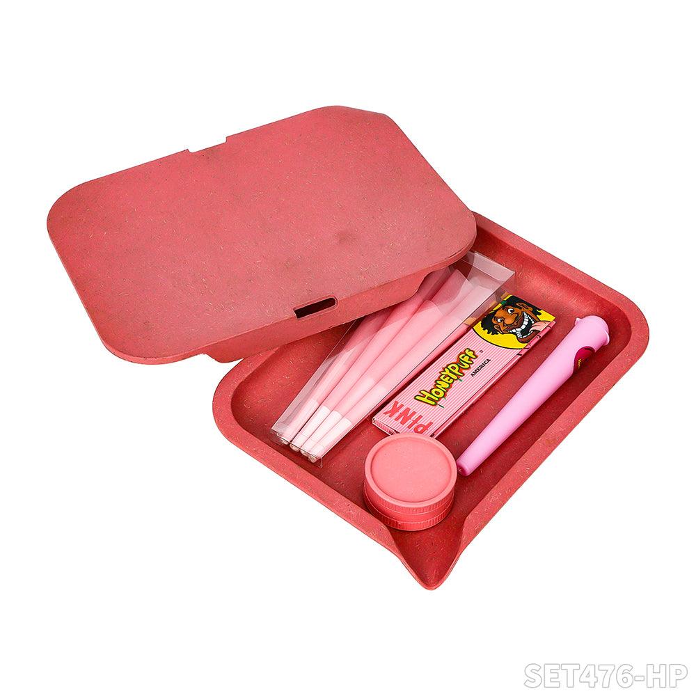 Honeypuff smoking kit  with biodegradable rolling tray+1 pack pre-rolled cone+1 pack rolling paper+1 pcs joint holder+biodegradable grinder