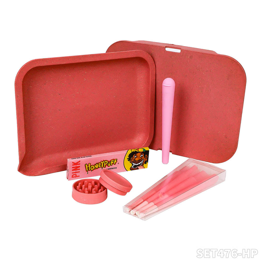 Honeypuff smoking kit  with biodegradable rolling tray+1 pack pre-rolled cone+1 pack rolling paper+1 pcs joint holder+biodegradable grinder