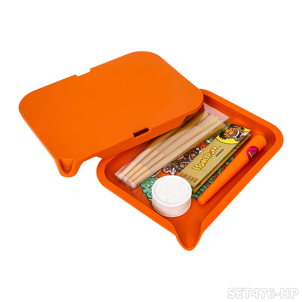Honeypuff smoking kit  with biodegradable rolling tray+1 pack pre-rolled cone+1 pack rolling paper+1 pcs joint holder+biodegradable grinder