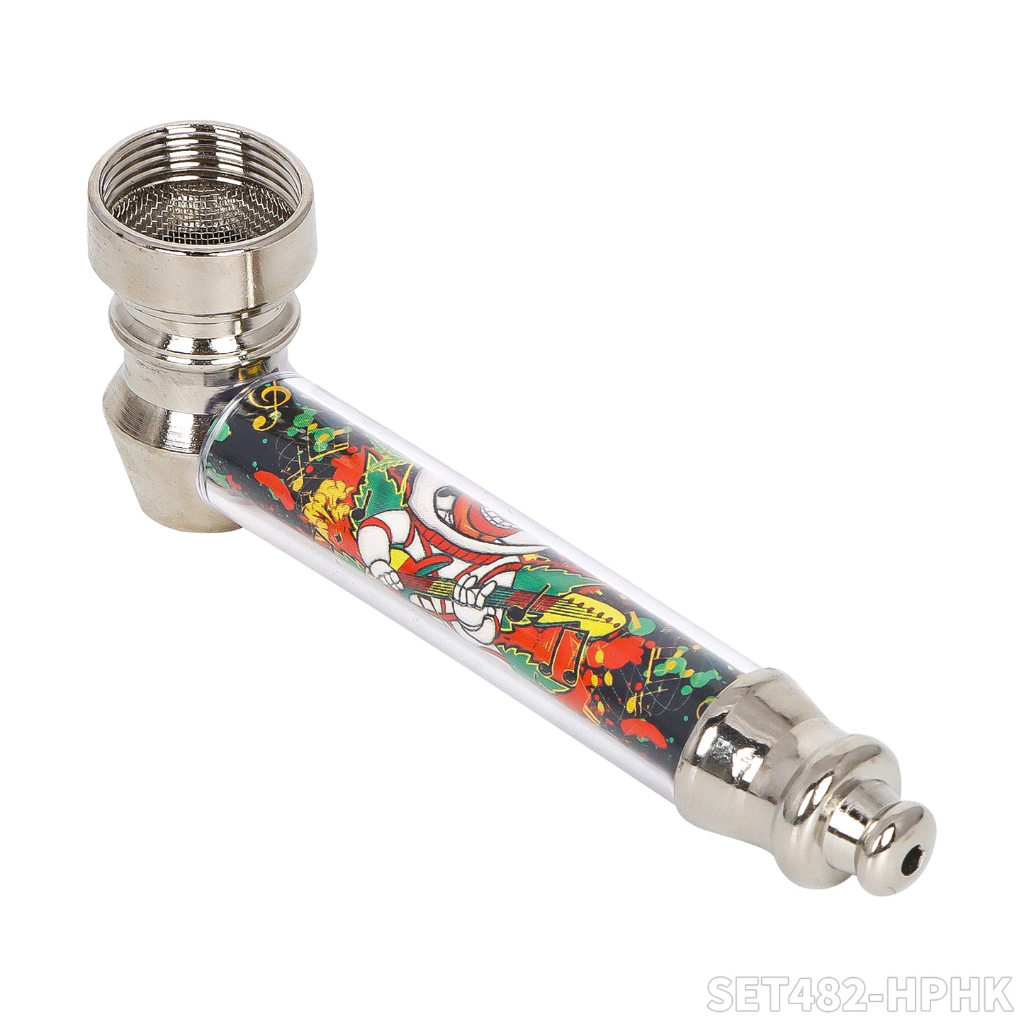 Honeypuff various designs smoking pipe kit with 30mm 2 parts plastic griner+metal pipe+screen