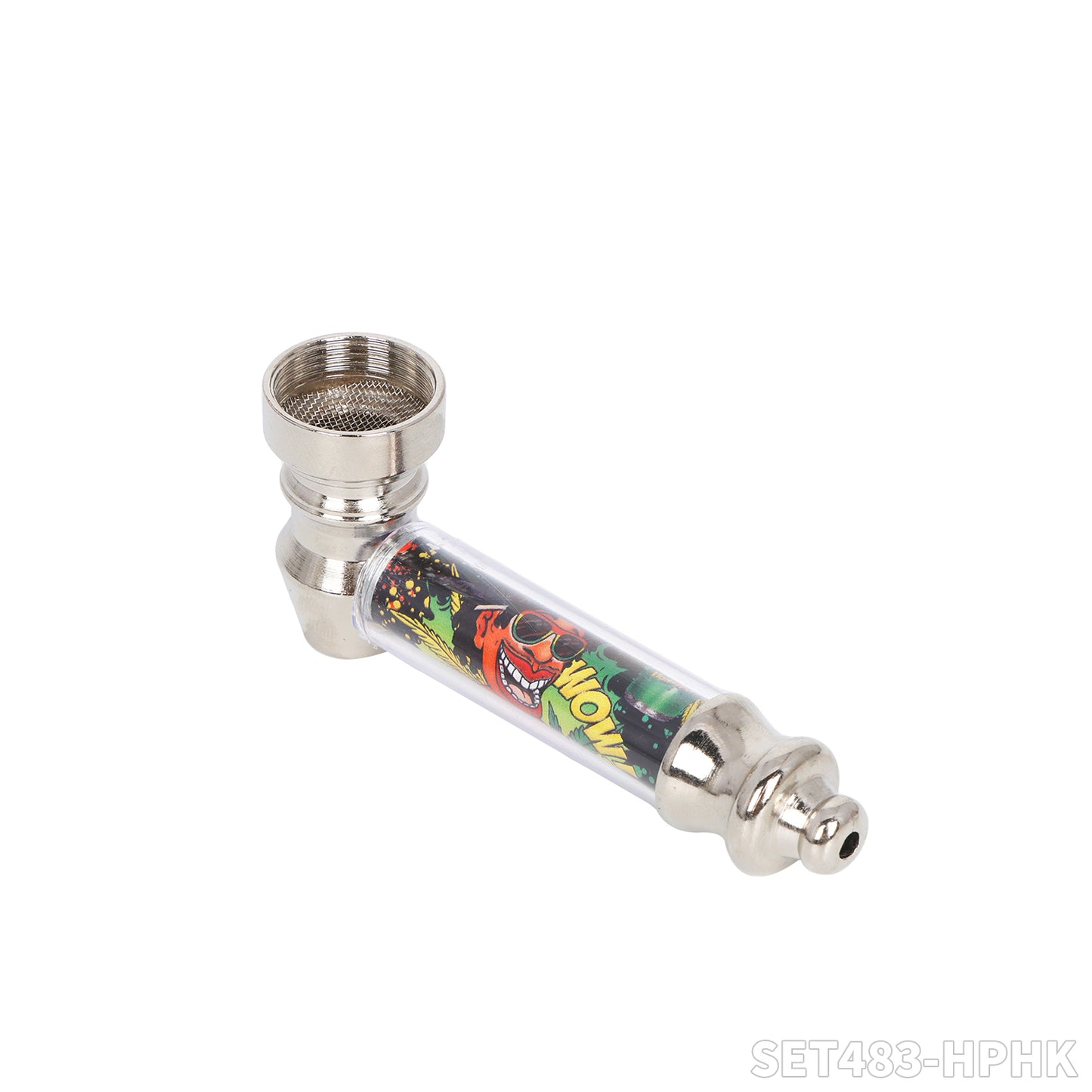 Honeypuff various designs smoking pipe kit with 30mm 2 parts plastic griner+short metal pipe+screen