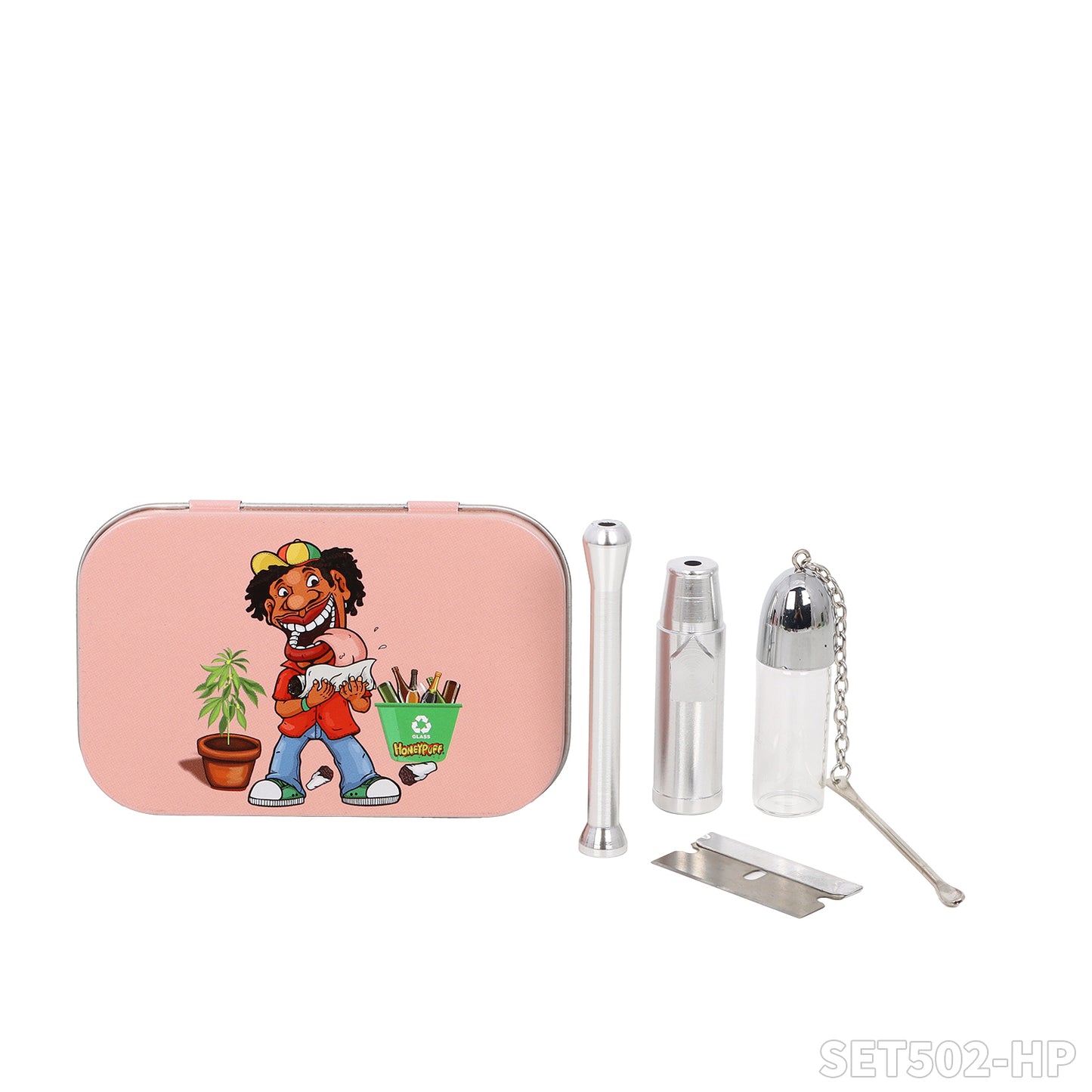 Honeypuff smoking kit snuff kit with glass bottle+snuff tube+Small knife blade