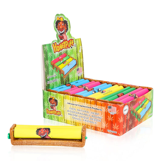 HONEYPUFF Biologisch abbaubare Zigarettenrollmaschine aus Kunststoff, King Size Rollmaschine, bunte Rollmaschine, 12 Stück/Box