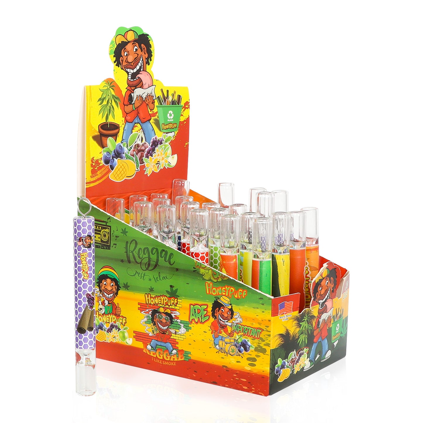 Pipes à tabac Honeypuff en verre One Hitter, 103 mm, soufflées à la main et faciles à nettoyer, 24 pièces