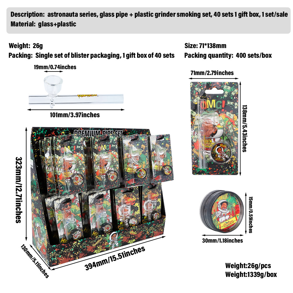HONEYPUFF Set Multi-color metal pipe plastic smoke grinder Cigarette shop accessories